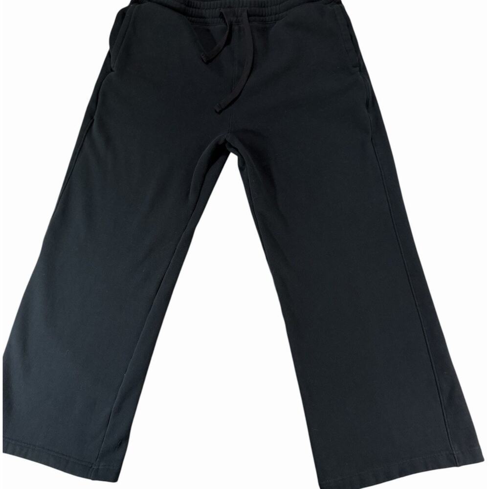 Aéropostale Men's Fleece Lined Sweatpants Size L Black Straight Leg Drawstring